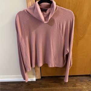 BP Ribbed Cowl Neck Sweater in Dusty Rose